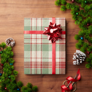 Schönes Weihnachten Rot Weiß und Grün Kariert Geschenkpapier