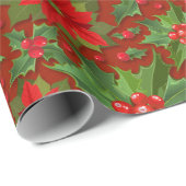 Schönes Weihnachts-Holly Green Red Wrapping Paper Geschenkpapier (Rolleneckpunkt)