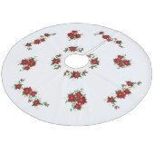 Schönes Weihnachts-Rote Blume-Baumrock Fleece Weihnachtsbaumdecke (Schrägansicht)