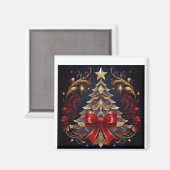 Schönes Weihnachtsbaum Red Ribbon Design Magnet (Vorderseite/Rückseite)