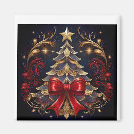 Schönes Weihnachtsbaum Red Ribbon Design Magnet