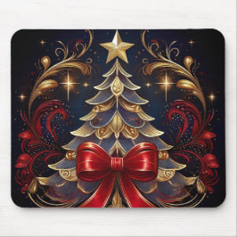 Schönes Weihnachtsbaum Red Ribbon Design Mousepad