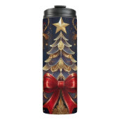 Schönes Weihnachtsbaum Red Ribbon Design Thermosbecher (Vorderseite)