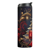 Schönes Weihnachtsbaum Red Ribbon Design Thermosbecher (Nach links gedreht)