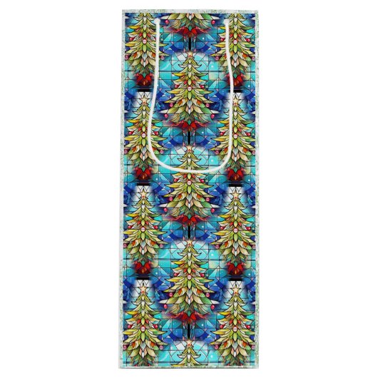 Schönes Weihnachtsbaummuster aus gestanztem Glas Geschenktüte Für Weinflaschen (Vorderseite)