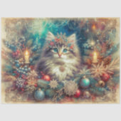 Schönes Weihnachtsdekor Cat Decoupage Seidenpapier (Vorderseite)