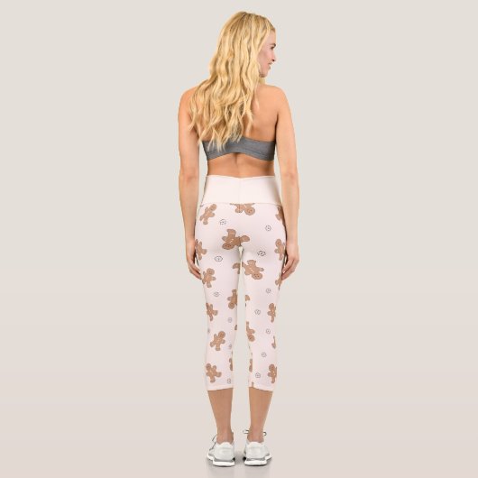 Schönes Weihnachtsgingerbrot Muster Capri Leggings (Rückseite)