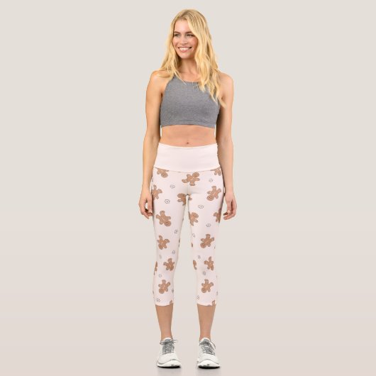 Schönes Weihnachtsgingerbrot Muster Capri Leggings (Vorderseite)