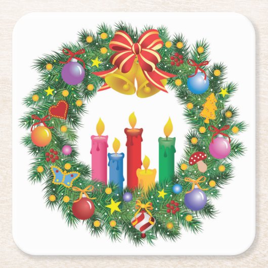 Schönes Weihnachtskranz-Untersetzer-Set Rechteckiger Pappuntersetzer (Vorderseite)