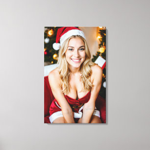 Schönes Weihnachtsmädchen auf Leinwand