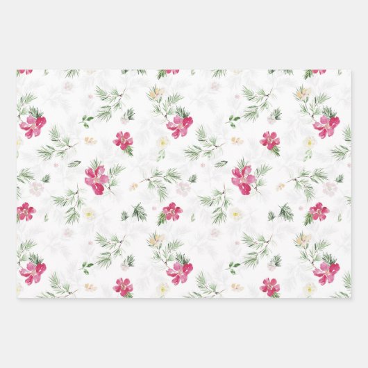 Schönes Weihnachtsmuster der Wasserfarbe - Blume Geschenkpapier Set (Vorderseite 2)