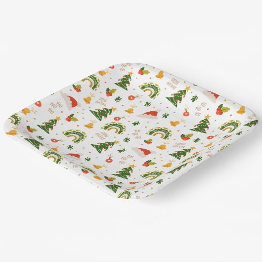 Schönes Weihnachtsmuster Pappteller (Gewinkelt)