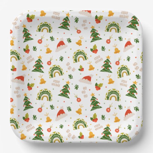 Schönes Weihnachtsmuster Pappteller (Vorderseite)