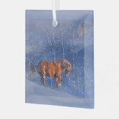 Schönes Weihnachtspferd im Schnee Ornament Aus Glas (Vorderseite links)