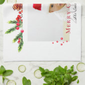 Schönes Weihnachtsrahmen Personalisiertes Foto Geschirrtuch (Gefaltet)