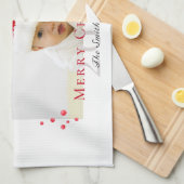 Schönes Weihnachtsrahmen Personalisiertes Foto Geschirrtuch (Viertel Falte)