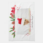Schönes Weihnachtsrahmen Personalisiertes Foto Geschirrtuch (Vertikal)