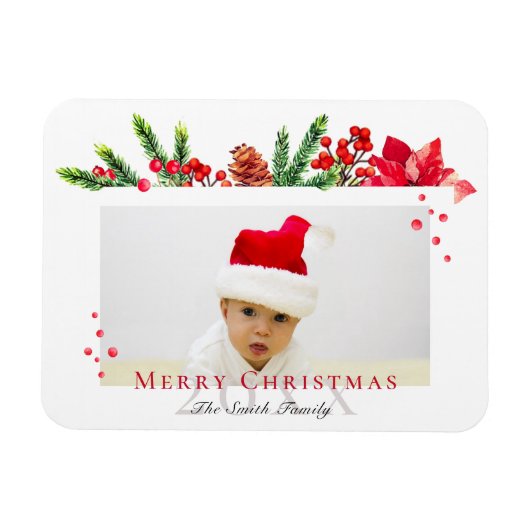 Schönes Weihnachtsrahmen Personalisiertes Foto Magnet (Horizontal)