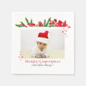 Schönes Weihnachtsrahmen Personalisiertes Foto Serviette (Vorderseite)