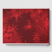 Schönes Weihnachtsrot, Schneeflocken, Custom Gästebuch (Rückseite)