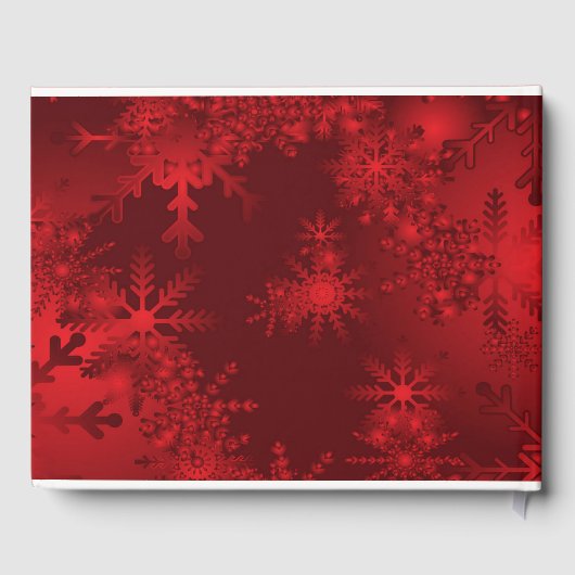 Schönes Weihnachtsrot, Schneeflocken, Custom Gästebuch (Rückseite)