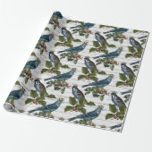 Schönes Weihnachtsvogelmuster Geschenkpapier (Ungerollt)