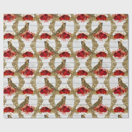 Schönes Weihnachtsvogelmuster Geschenkpapier (Flach)