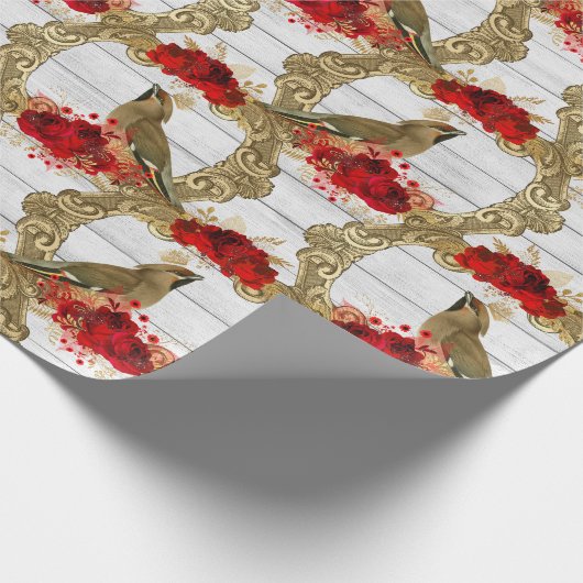 Schönes Weihnachtsvogelmuster Geschenkpapier (Ecke)