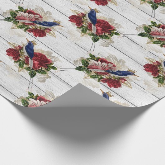 Schönes Weihnachtsvogelmuster Geschenkpapier (Ecke)