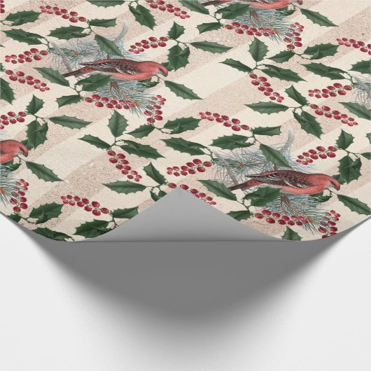 Schönes Weihnachtsvogelmuster Geschenkpapier (Ecke)