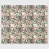 Schönes Weihnachtsvogelmuster Geschenkpapier (Flach)