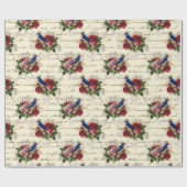 Schönes Weihnachtsvogelmuster Geschenkpapier (Flach)