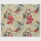 Schönes Weihnachtsvogelmuster Geschenkpapier (Flach)