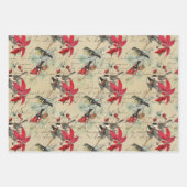 Schönes Weihnachtsvogelmuster Geschenkpapier Set (Vorderseite)