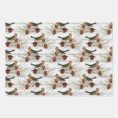 Schönes Weihnachtsvogelmuster Geschenkpapier Set (Vorderseite)