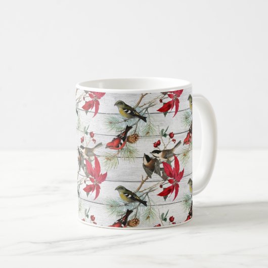 Schönes Weihnachtsvogelmuster Kaffeetasse (VorderseiteRechts)