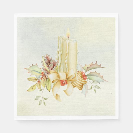 Schönes Weihnachtswatercolor Candle Design Serviette (Vorderseite)
