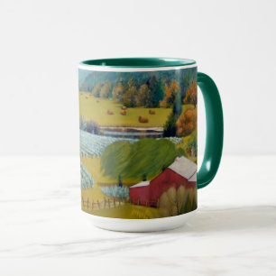 Schönes Weingut in gelb blau rot grün Tasse