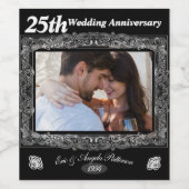 Schönes Weinlabel zum 25. Geburtstag der Hochzeit Weinetikett (Einzelnes Label)