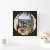 Schönes Weinland Quadratische Wanduhr (Zuhause)