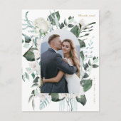 Schönes Weiß-Foto Hochzeit Vielen Dank Postkarte (Vorderseite)