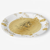 Schönes Weiß & Gold 50. Hochzeitstag Pappteller (Schrägansicht)