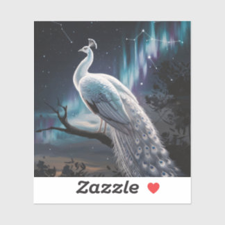 Schönes Weiß Pfau Aurora Borealis Landschaftlich Aufkleber