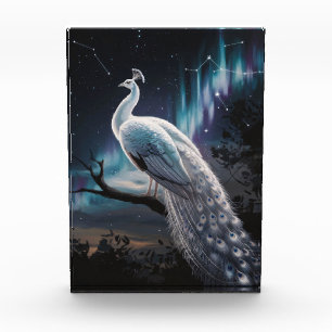 Schönes Weiß Pfau Aurora Borealis Landschaftlich Fotoblock
