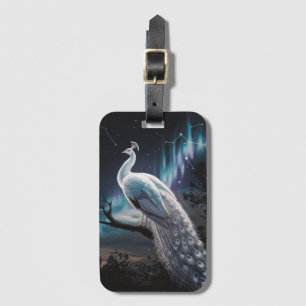Schönes Weiß Pfau Aurora Borealis Landschaftlich Gepäckanhänger