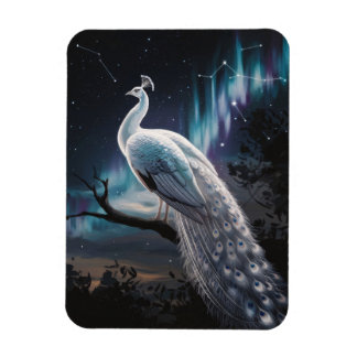 Schönes Weiß Pfau Aurora Borealis Landschaftlich Magnet