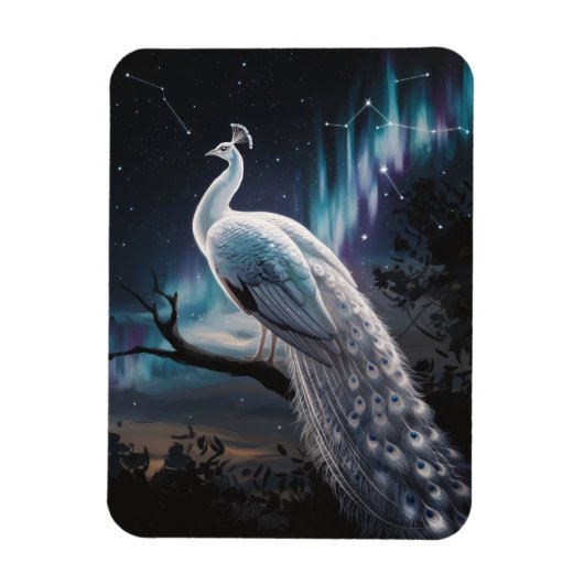 Schönes Weiß Pfau Aurora Borealis Landschaftlich Magnet (Vertikal)