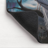 Schönes Weiß Pfau Aurora Borealis Landschaftlich Mousepad (Ecke)