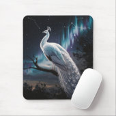 Schönes Weiß Pfau Aurora Borealis Landschaftlich Mousepad (Mit Mouse)