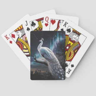 Schönes Weiß Pfau Aurora Borealis Landschaftlich Spielkarten